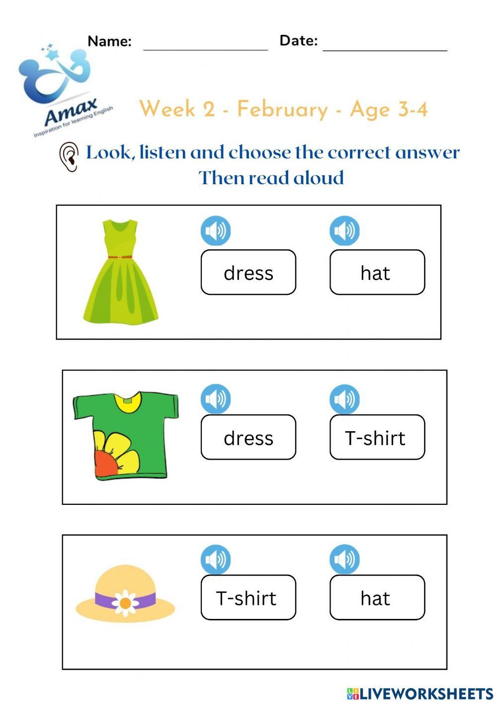 Week 2- February -  Age 3-4