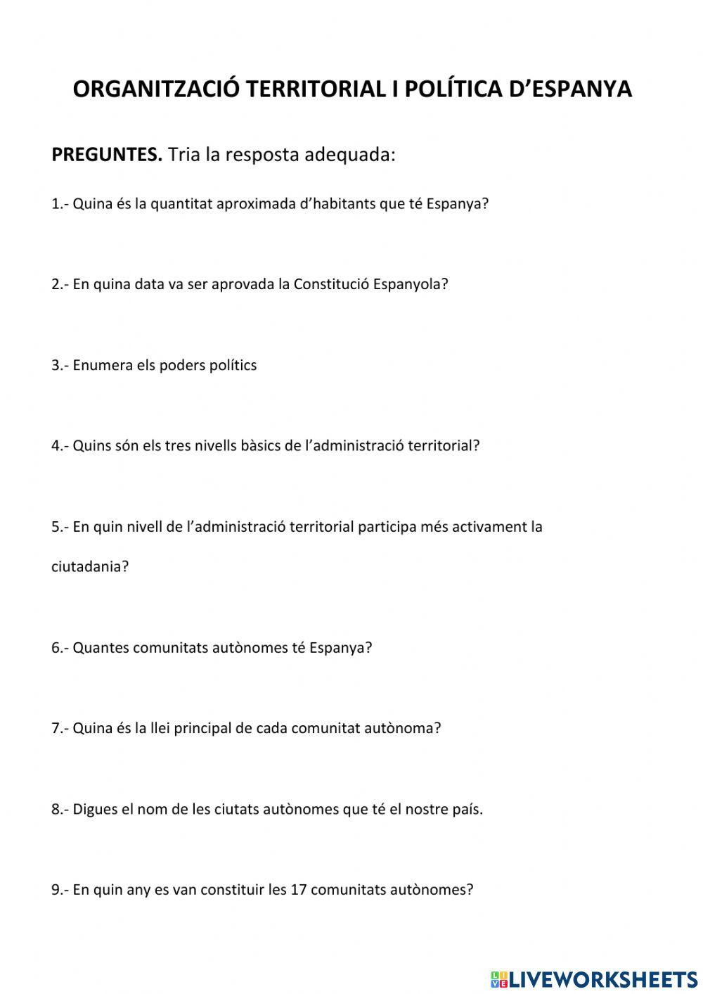 Organització territorial i política d'Espanya