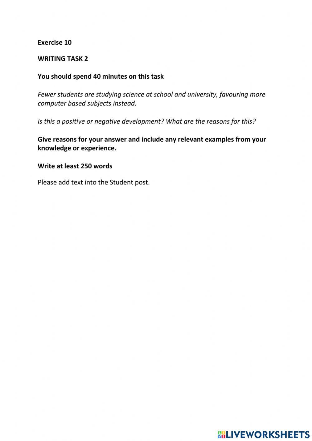 IE3, Unit 6, Writing, Exercise 10