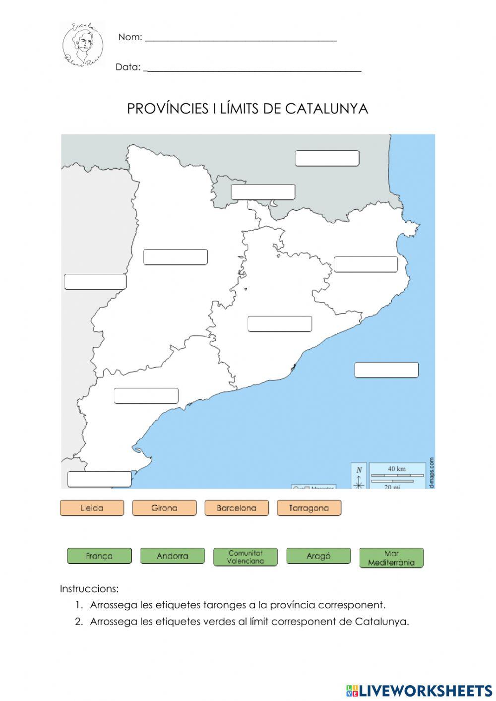 Mapa mut províncies i límits Catalunya