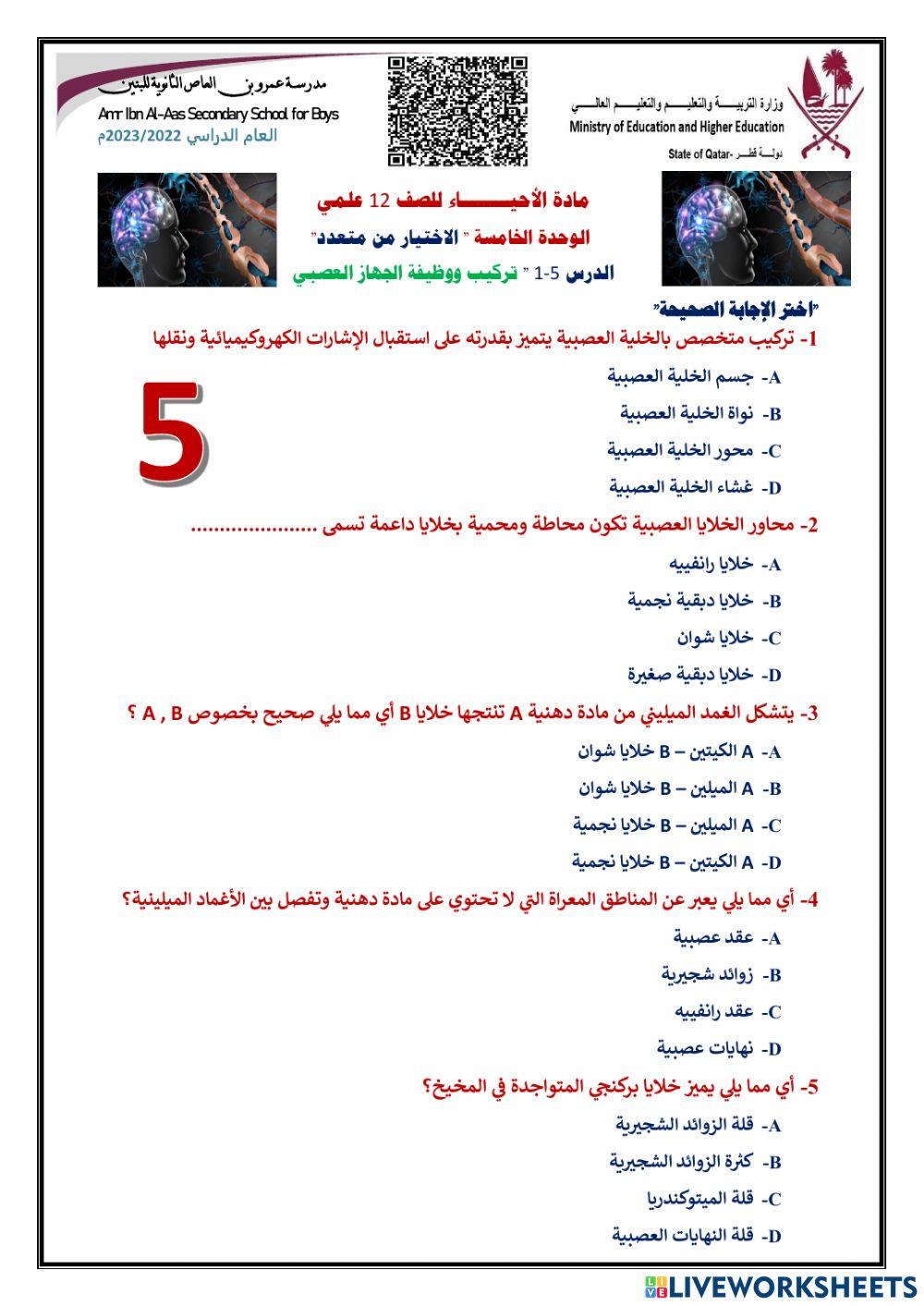 اختياري 5 الجهاز العصبي