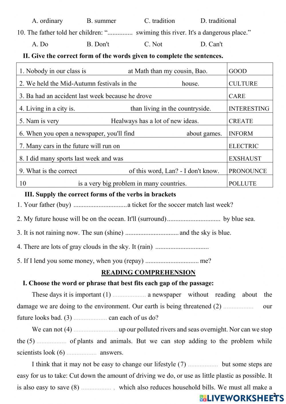 Grade 6 TEST DRILL (advanced)