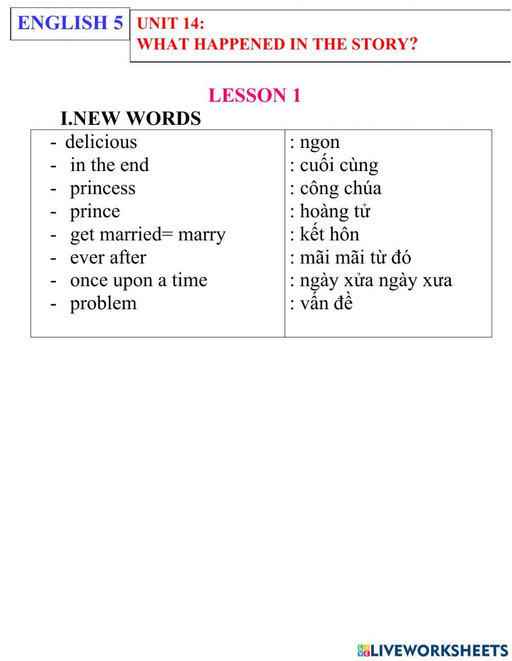 English 5- unit 14- lesson 1