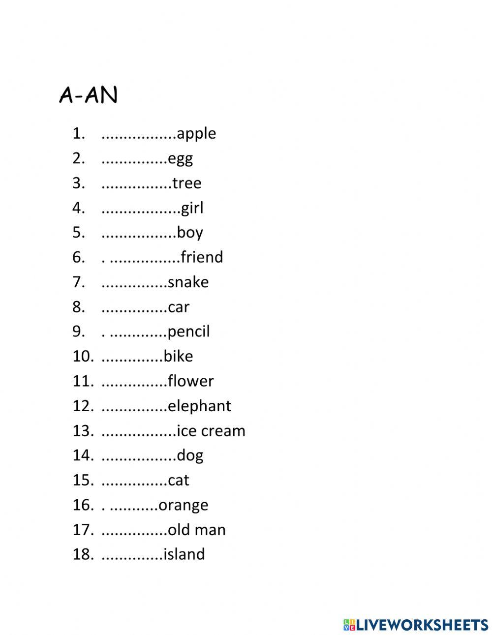 Articles: A-An Articles: A-An