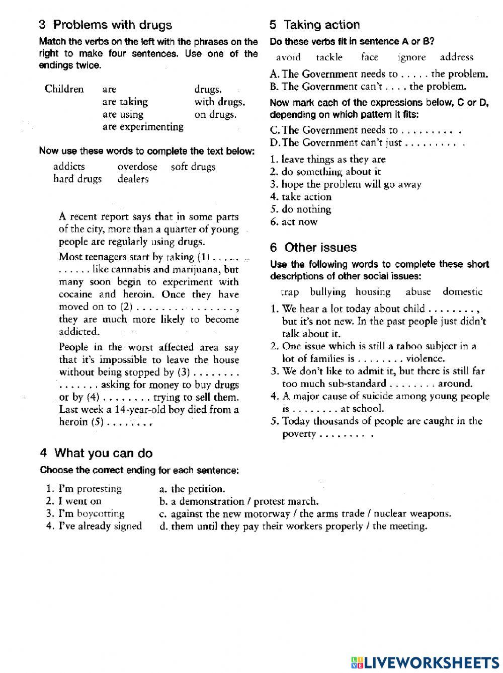 Vocabulary Ex.: Social Issues