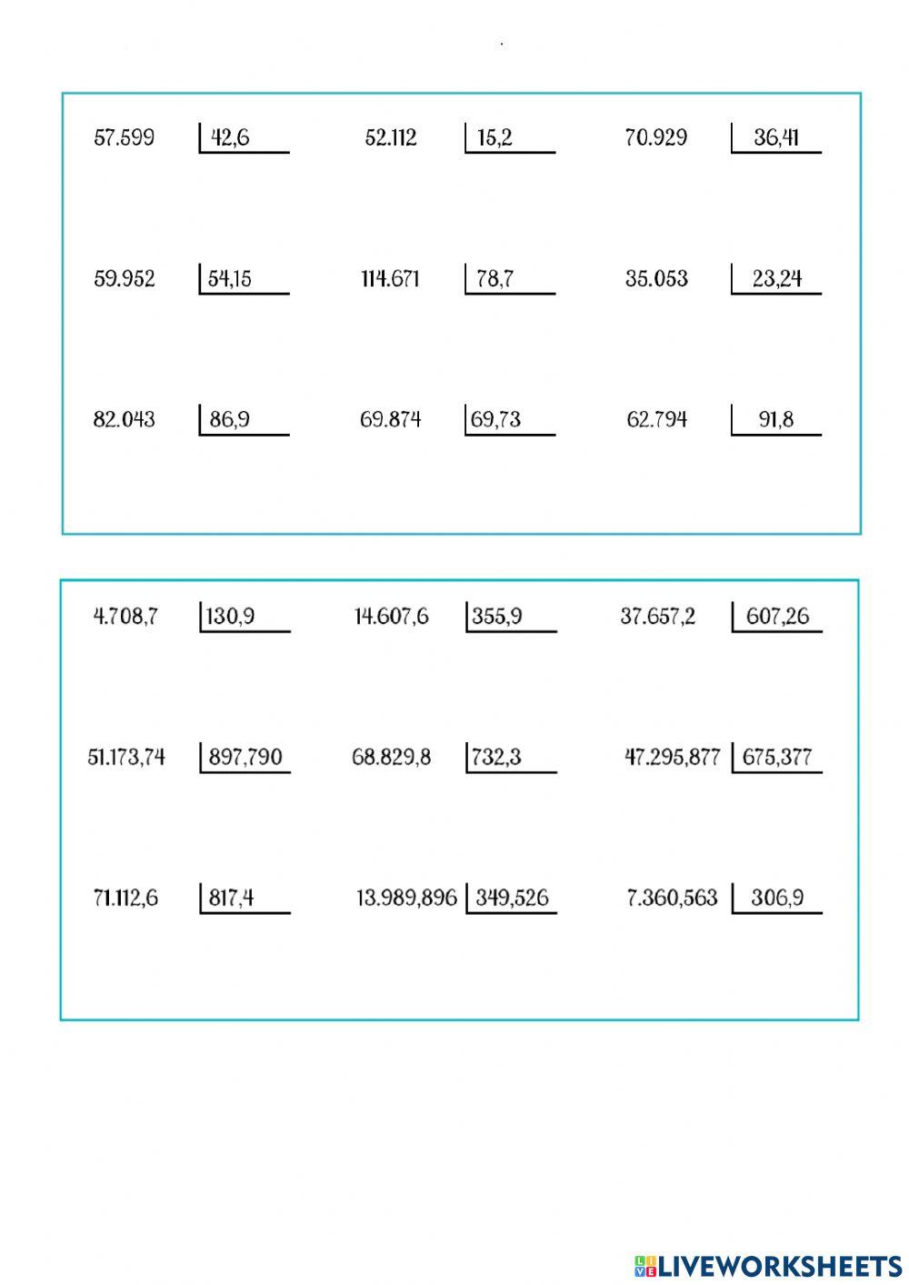Divisiones con números decimales