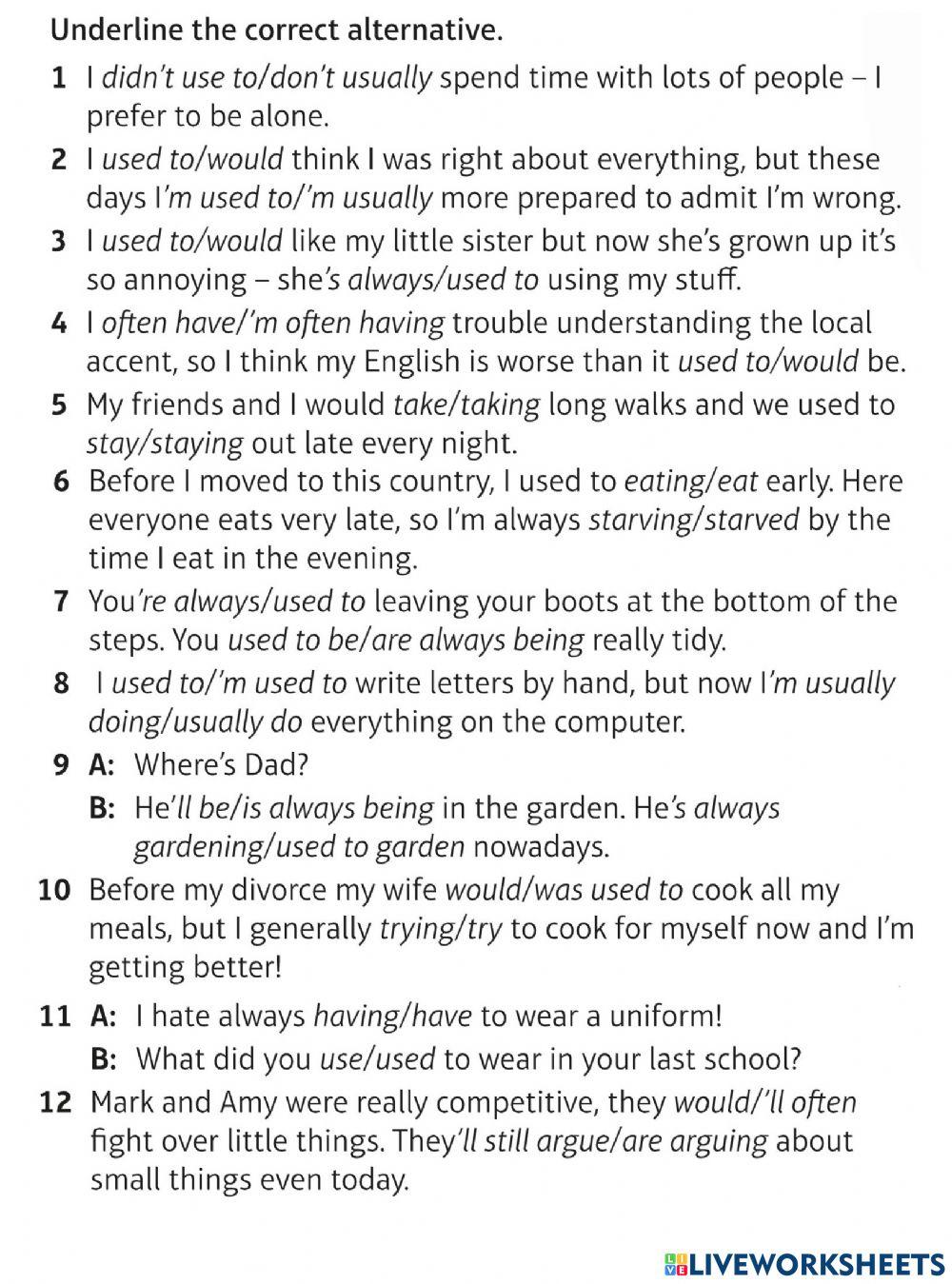 Present and past habits