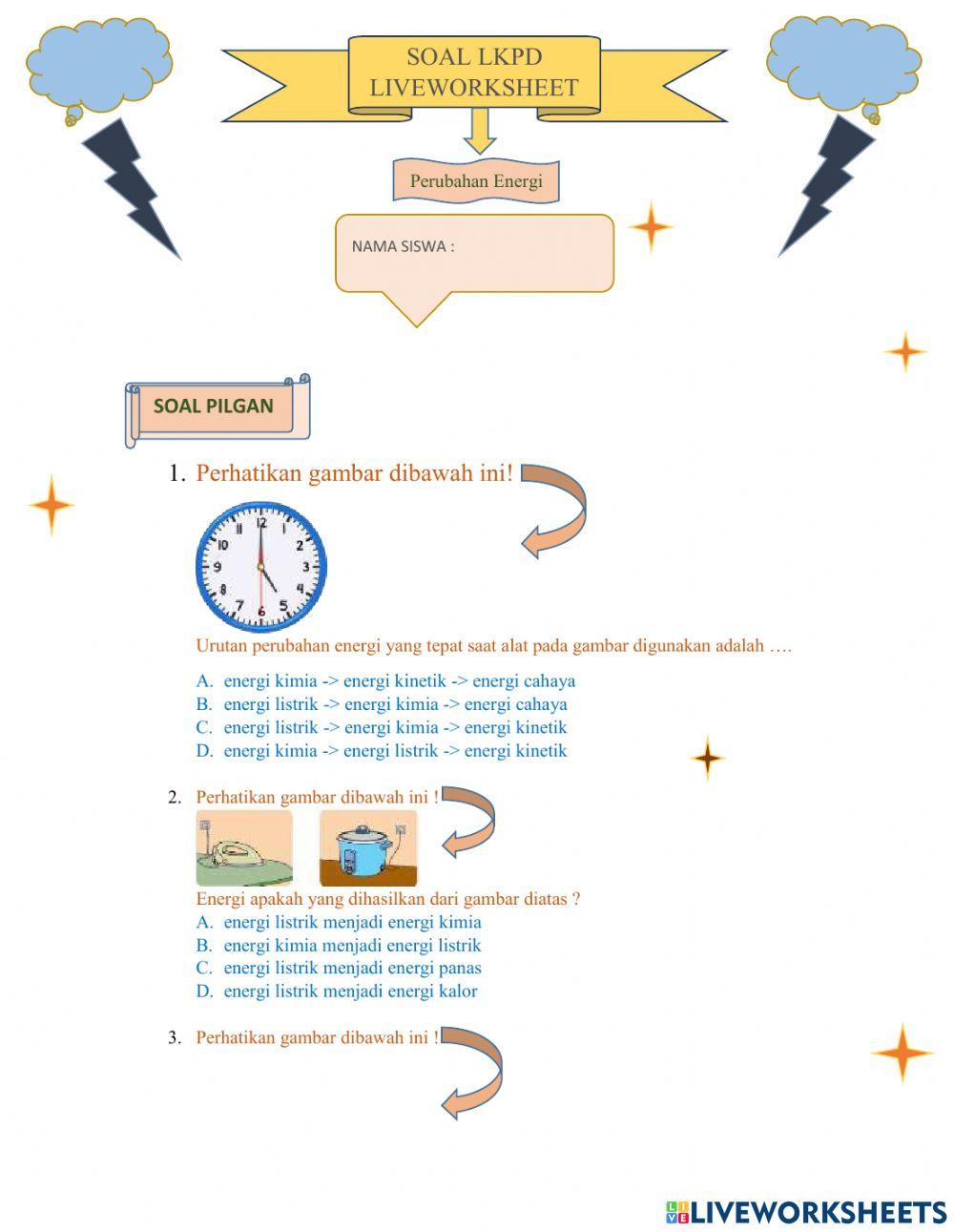 Soal pilgan perubahan energi