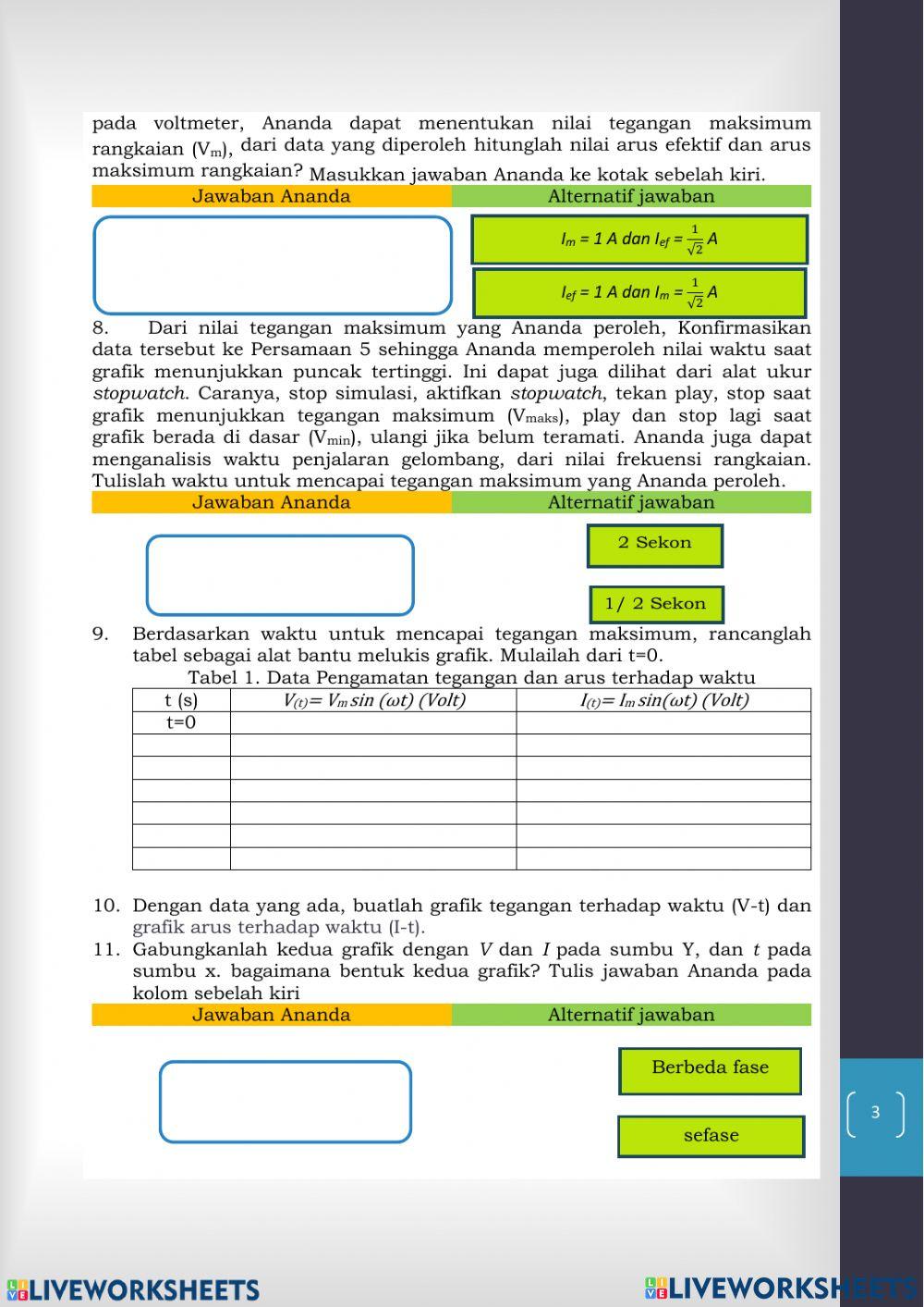 Karakteristik arus bolak balik