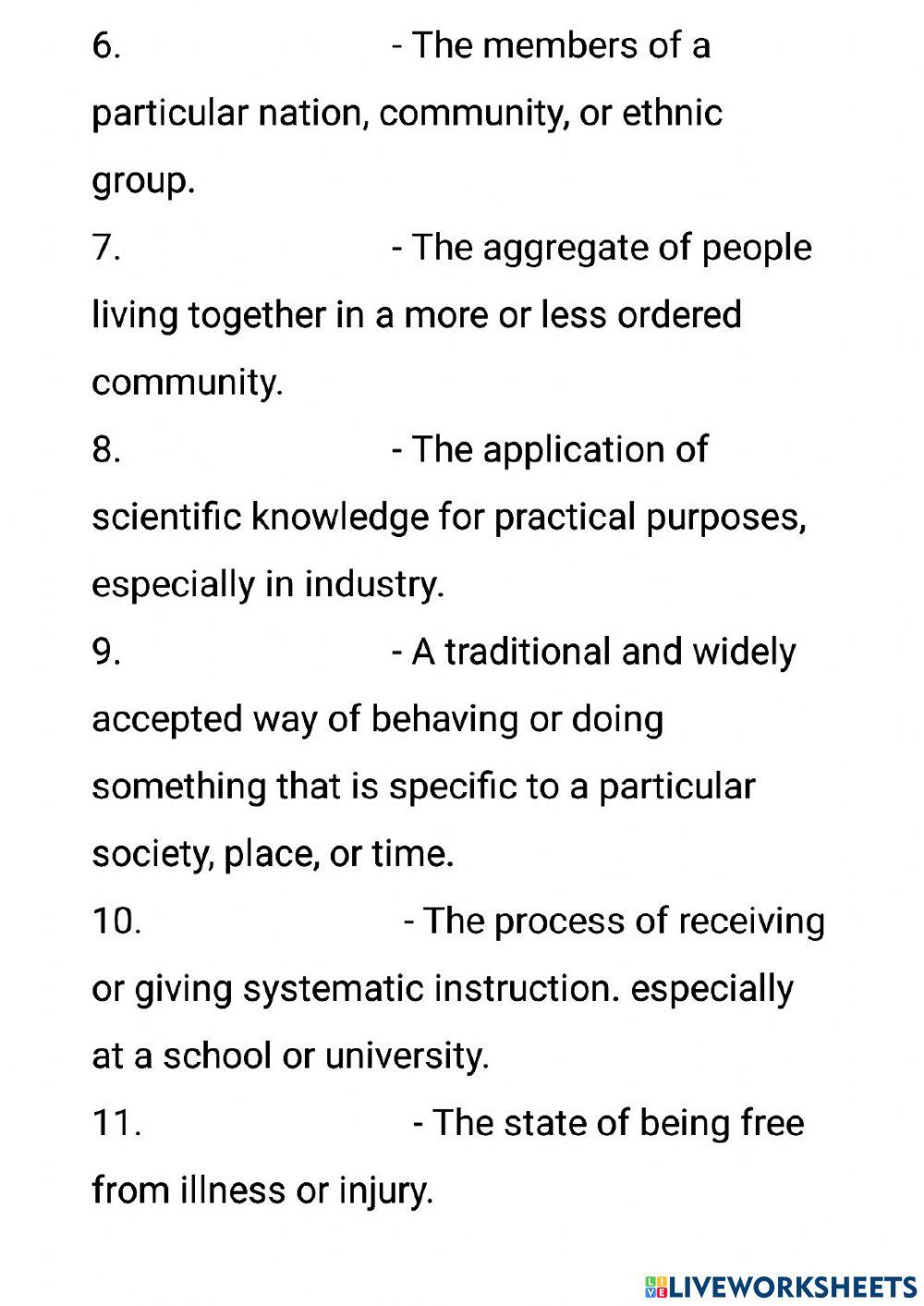 Socilal Studies Vocbulary