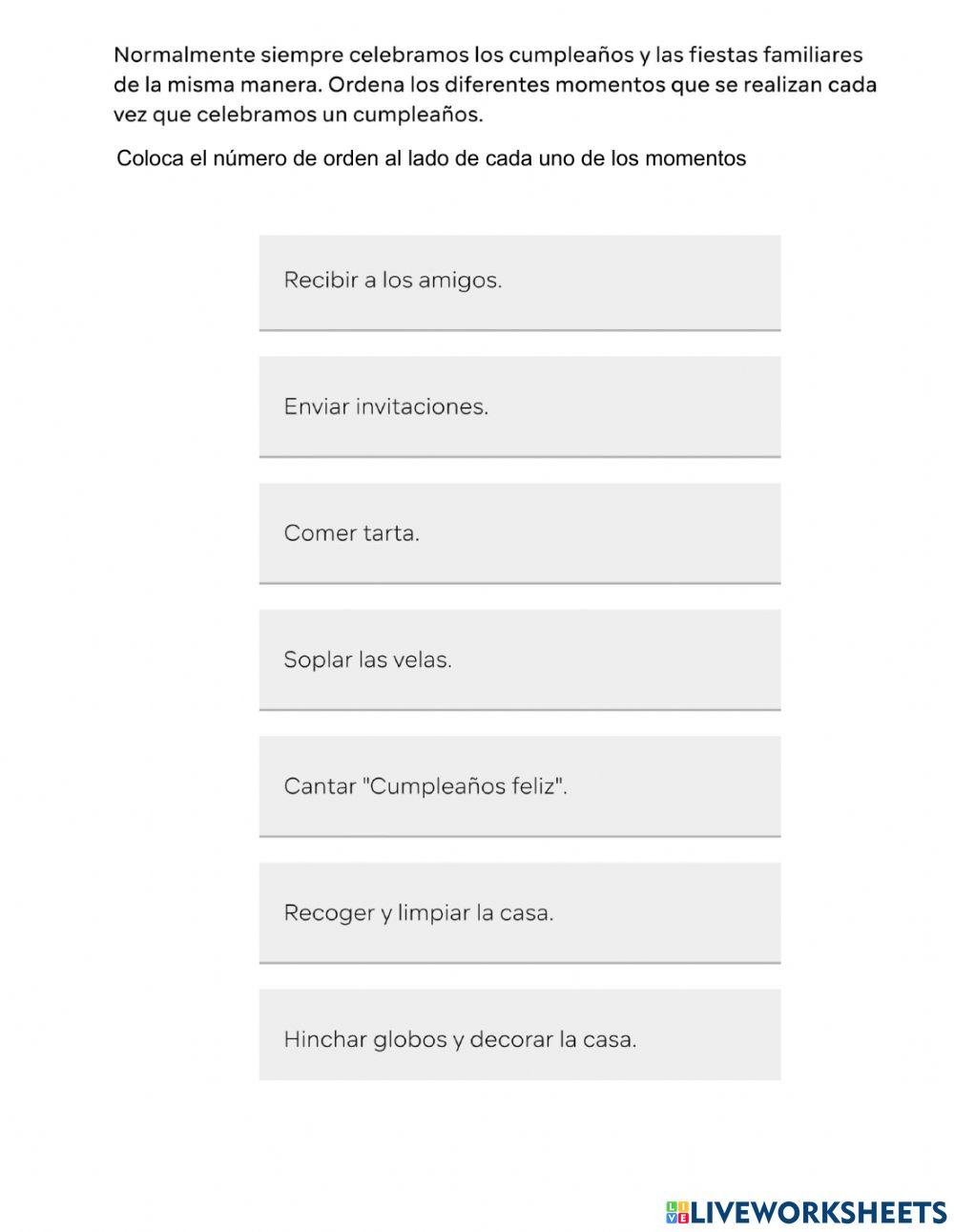 Los momentos de un cumpleaños