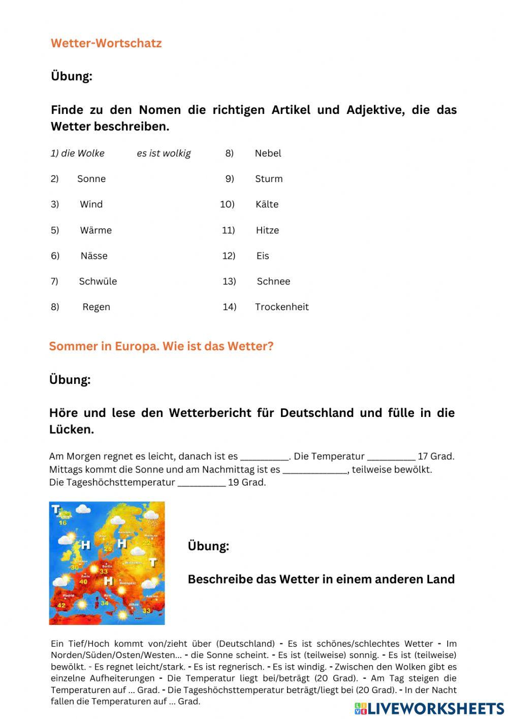 Wetterwortschatz und Wetterbericht