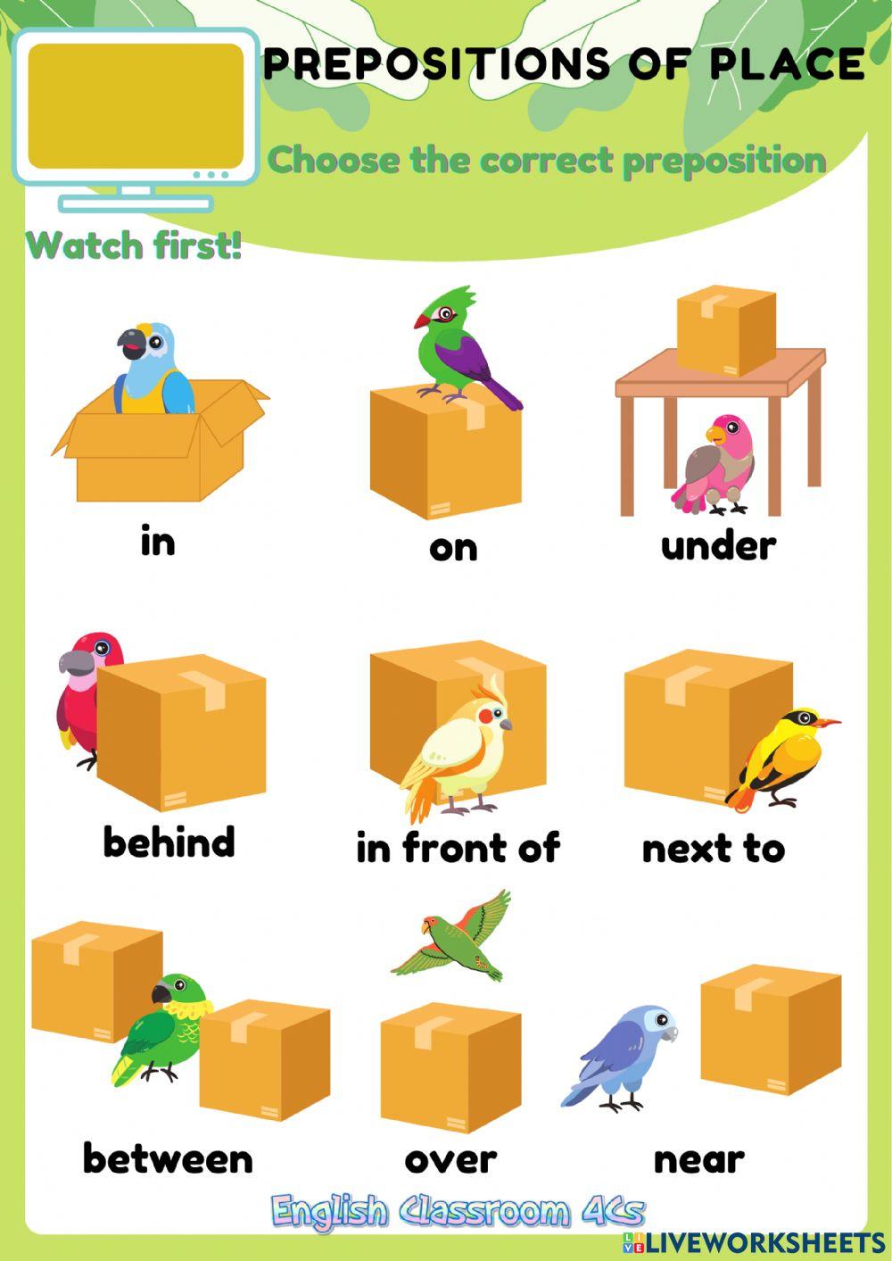 Prepositions of place Prepositions of place