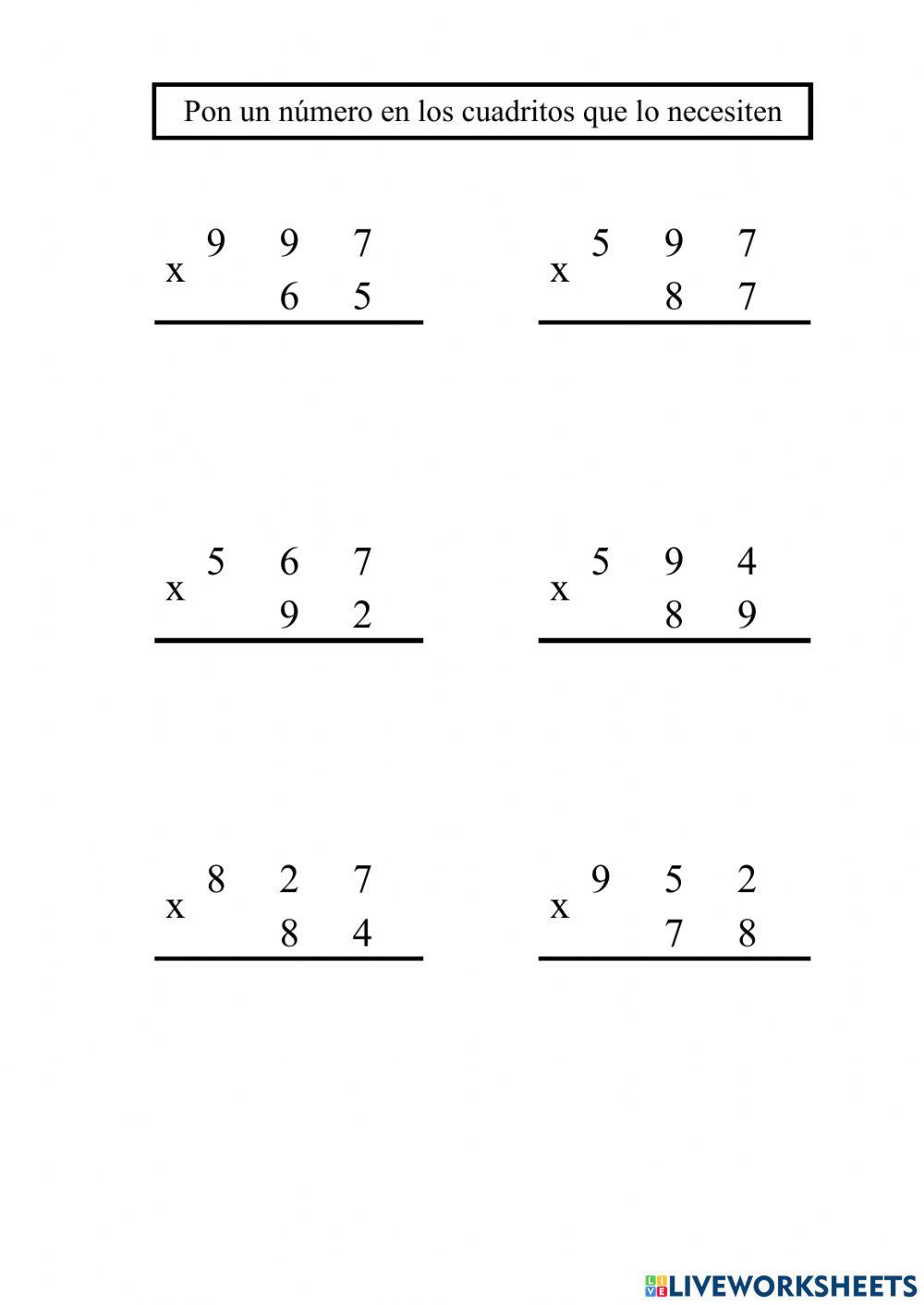 Multiplicar por 2 cifras - 1