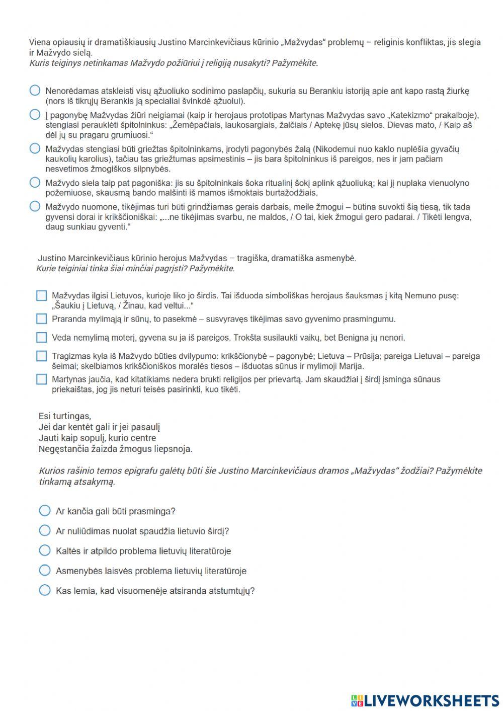 Modernioji XX a. antrosios pusės literatūra. Justinas Marcinkevičius