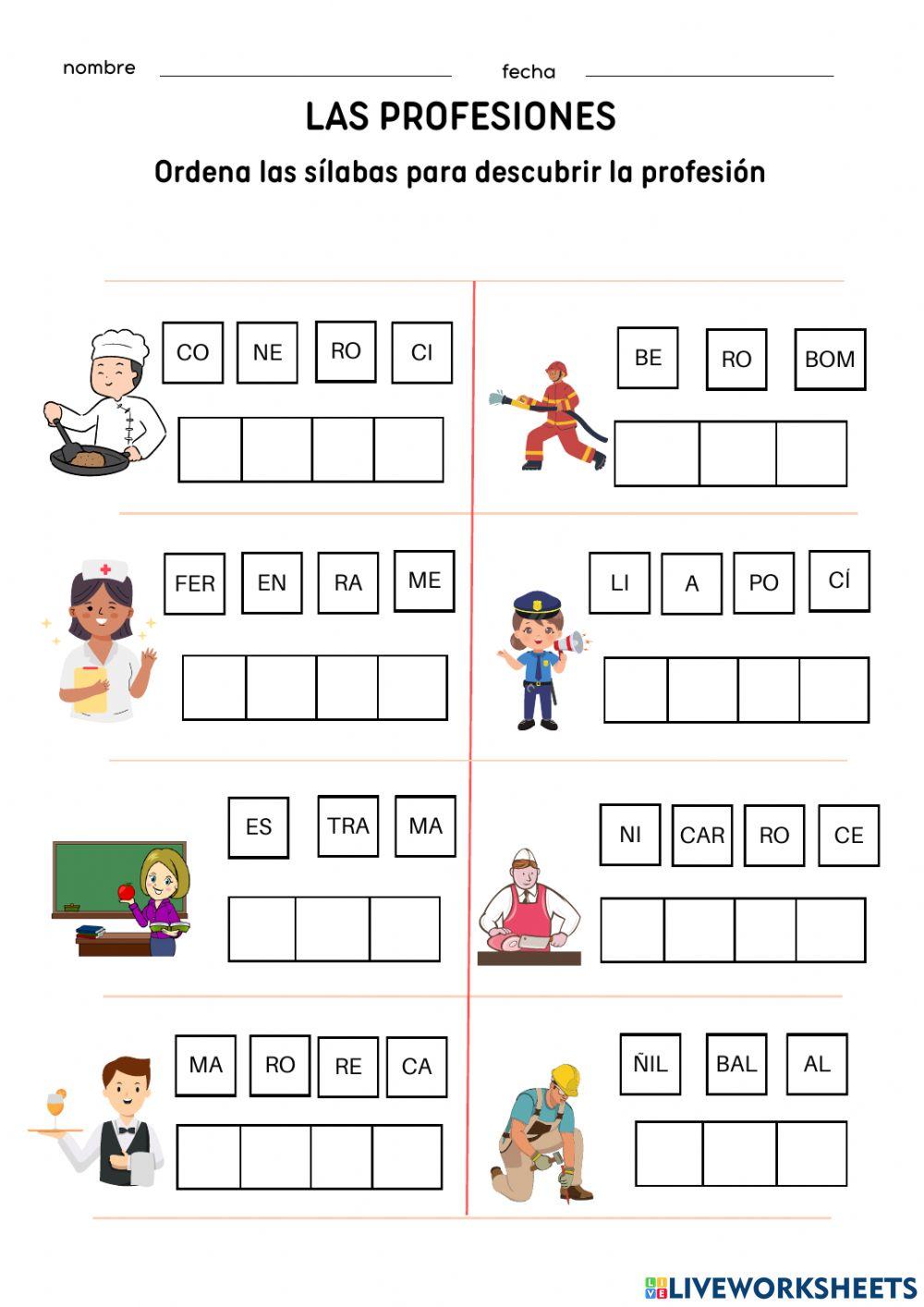 Concienciación silabica profesiones