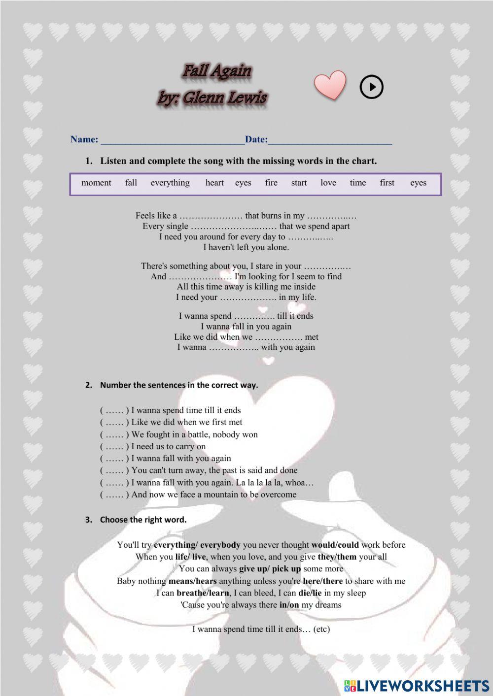 Valentine's song Activity