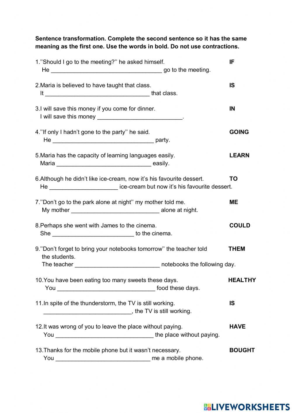 Sentence transformation