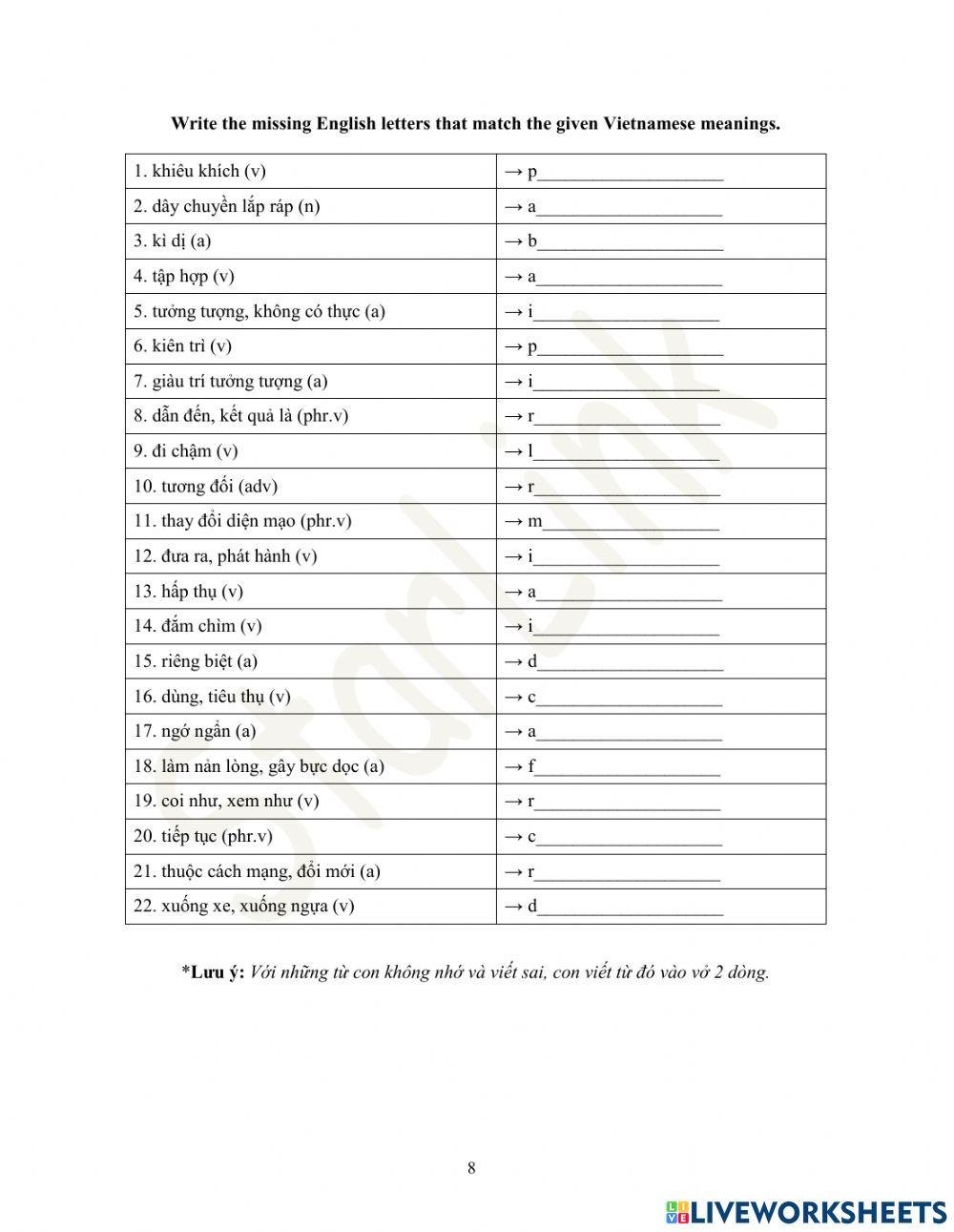 Foreign teacher-S8-Week 22-U6-Vocab Revision