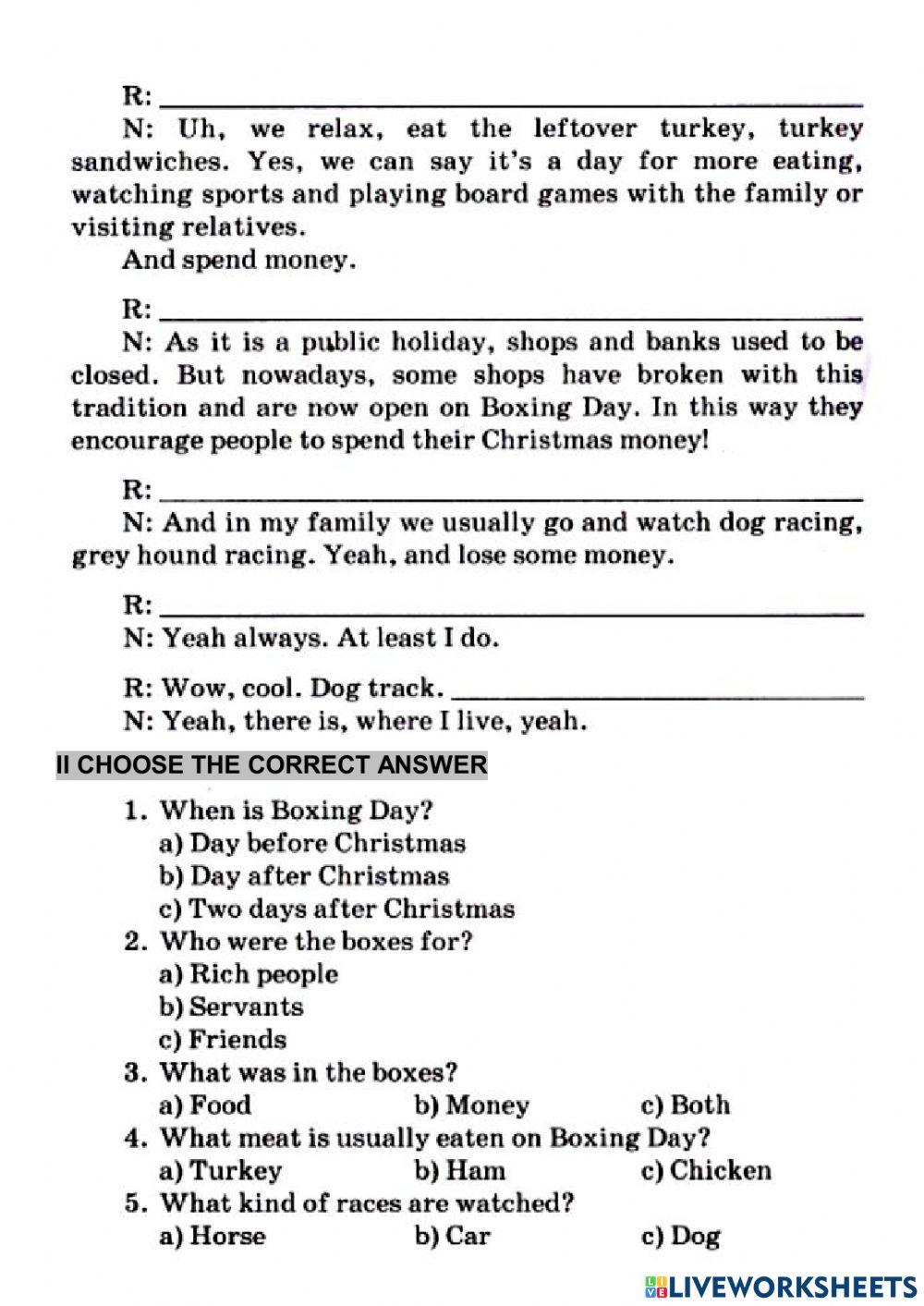 Boxing Day FORM 8 UNIT 5