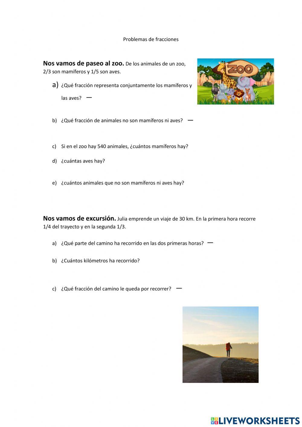 Problemas de fracciones