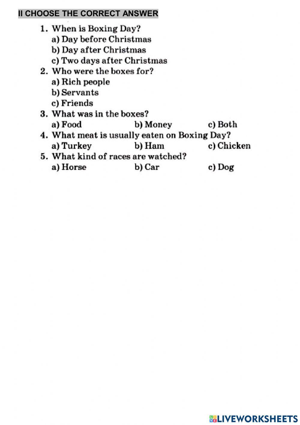 Boxing Day FORM 8 UNIT 5