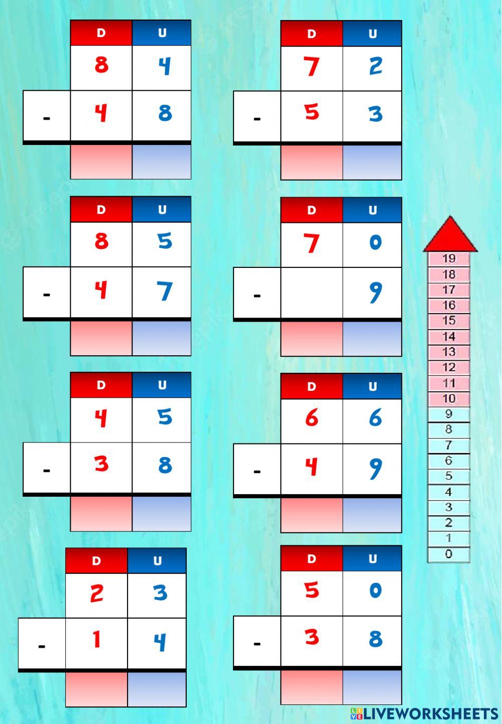Restas llevando 1 - Método tradicional