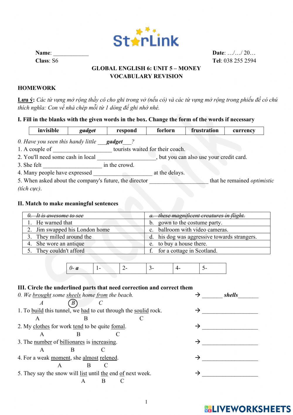 Foreign Teacher-S6-WEEK 22-U5-VOCAB REVISION