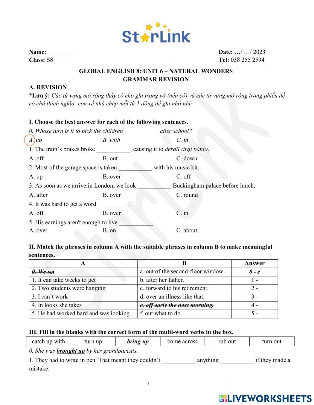 Viet teacher-S8-Week 22-U6-Grammar Revision