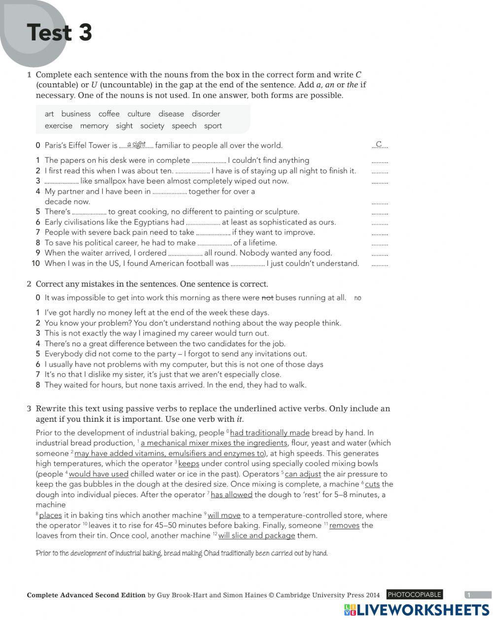 Comple Advanced Test 3