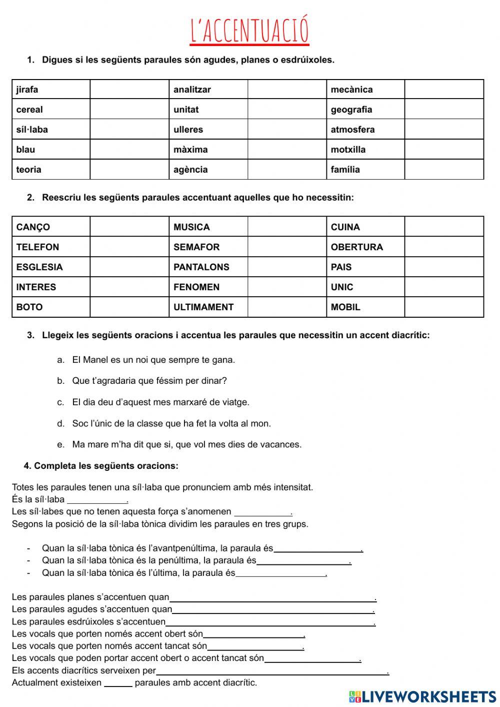 Exercicis d'accentuació