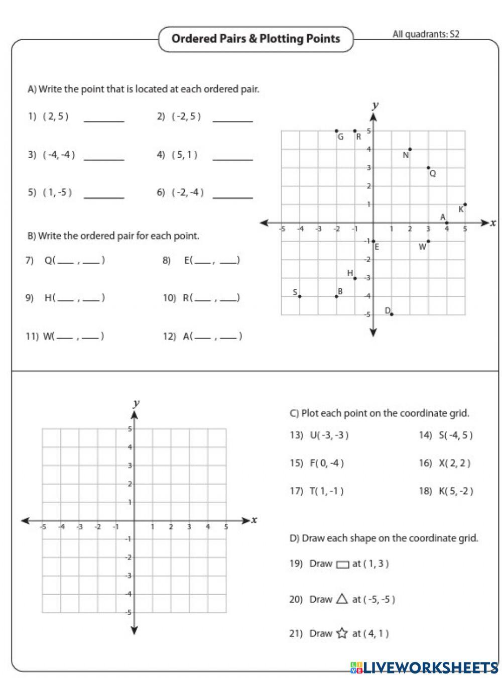 Coordinate plane online exercise for | Live Worksheets