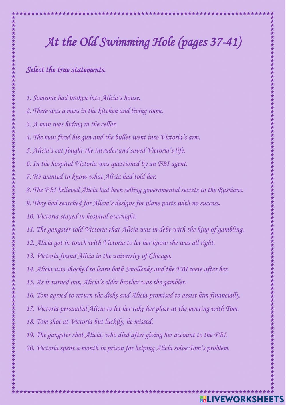 At the Old Swimming Hole: pages 37-41