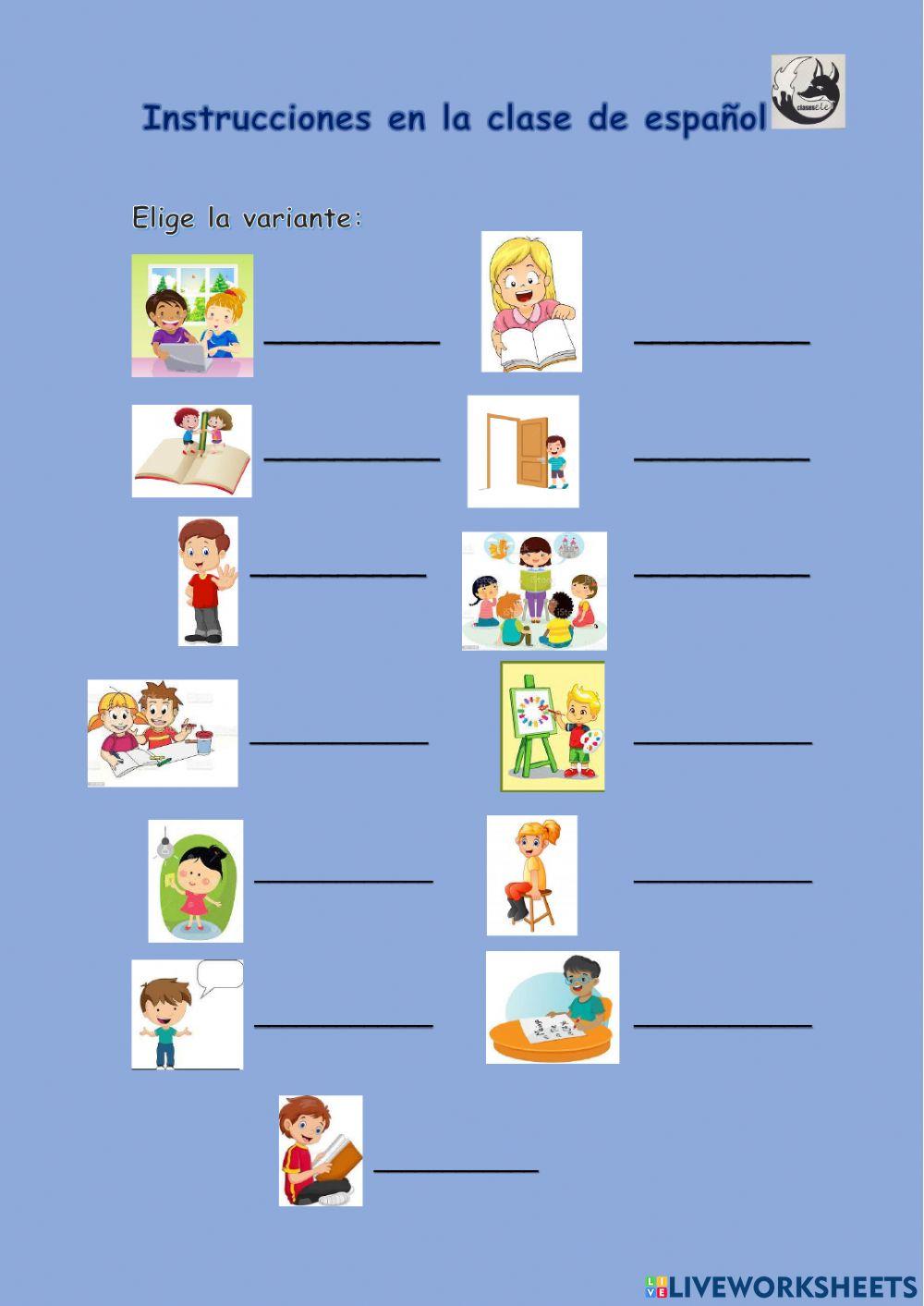 Instrucciones en la clase de español