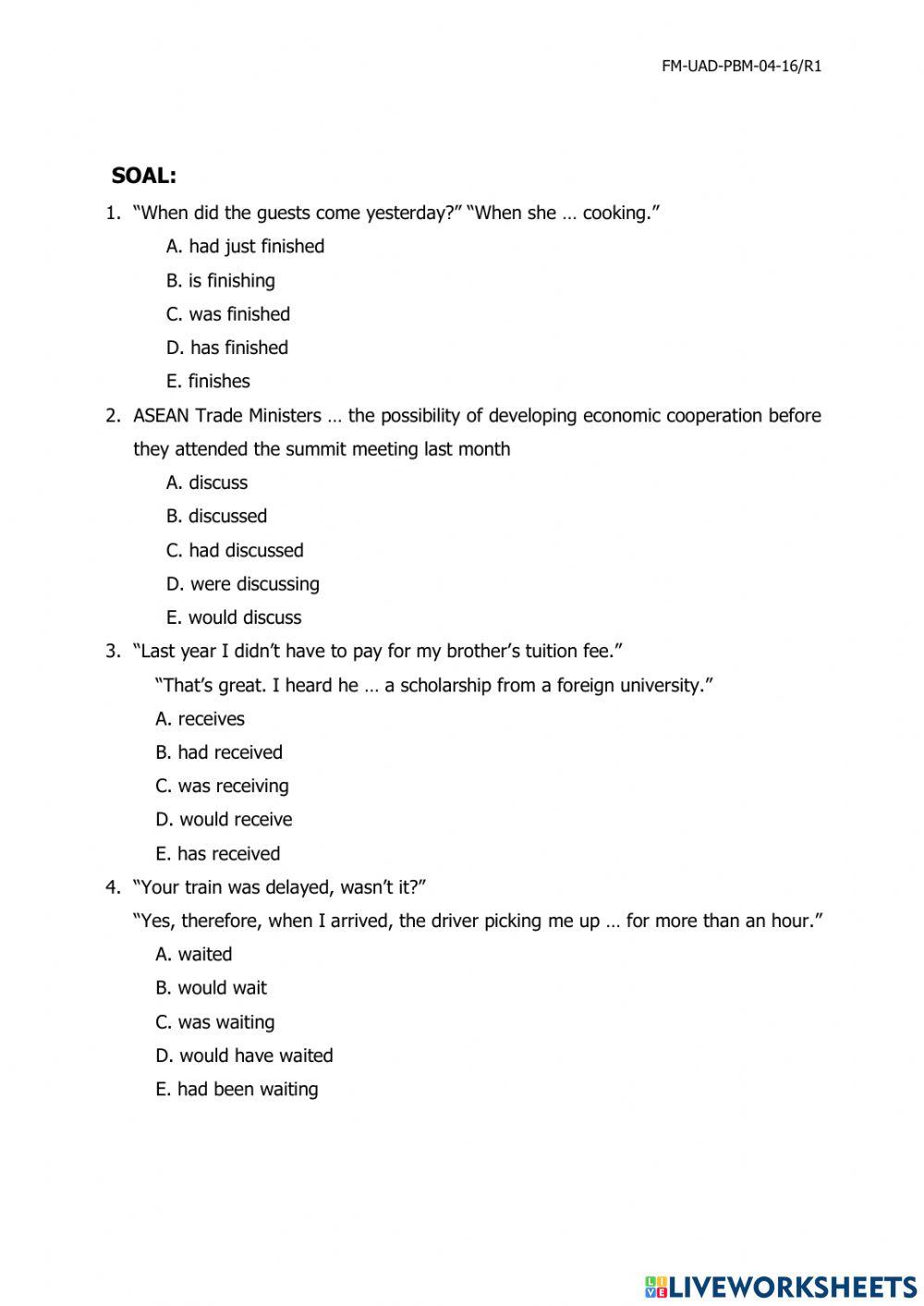 UAS Bahasa Inggris SI dan FiS