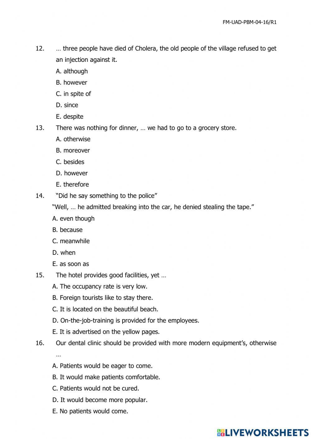 UAS Bahasa Inggris SI dan FiS