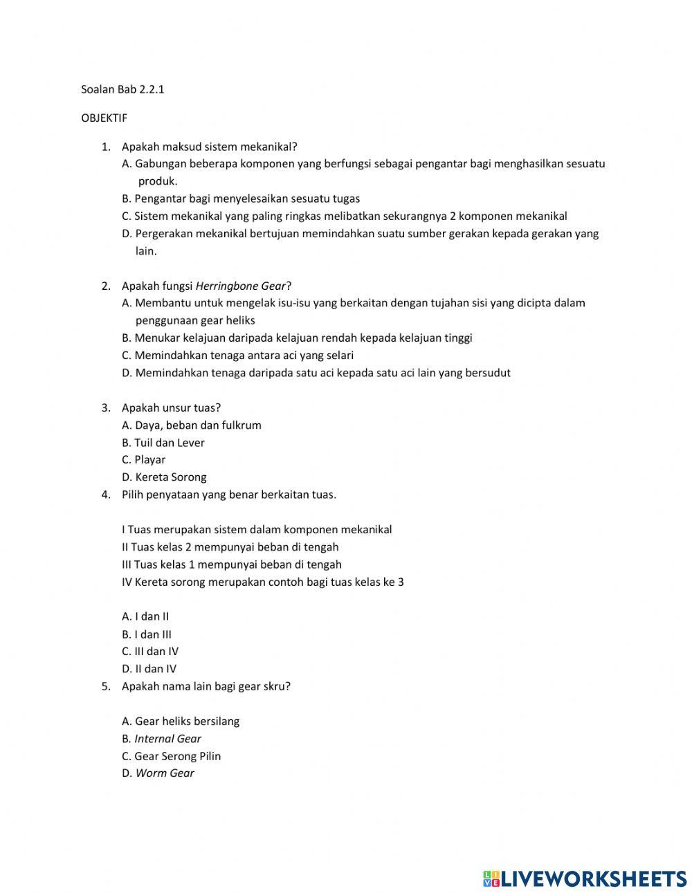 2.2.1 mengenal pasti komponen mekanikal