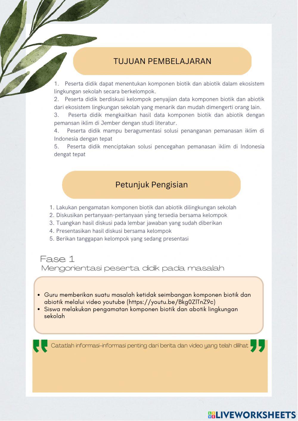 Komponen Biotik dan Abiotik