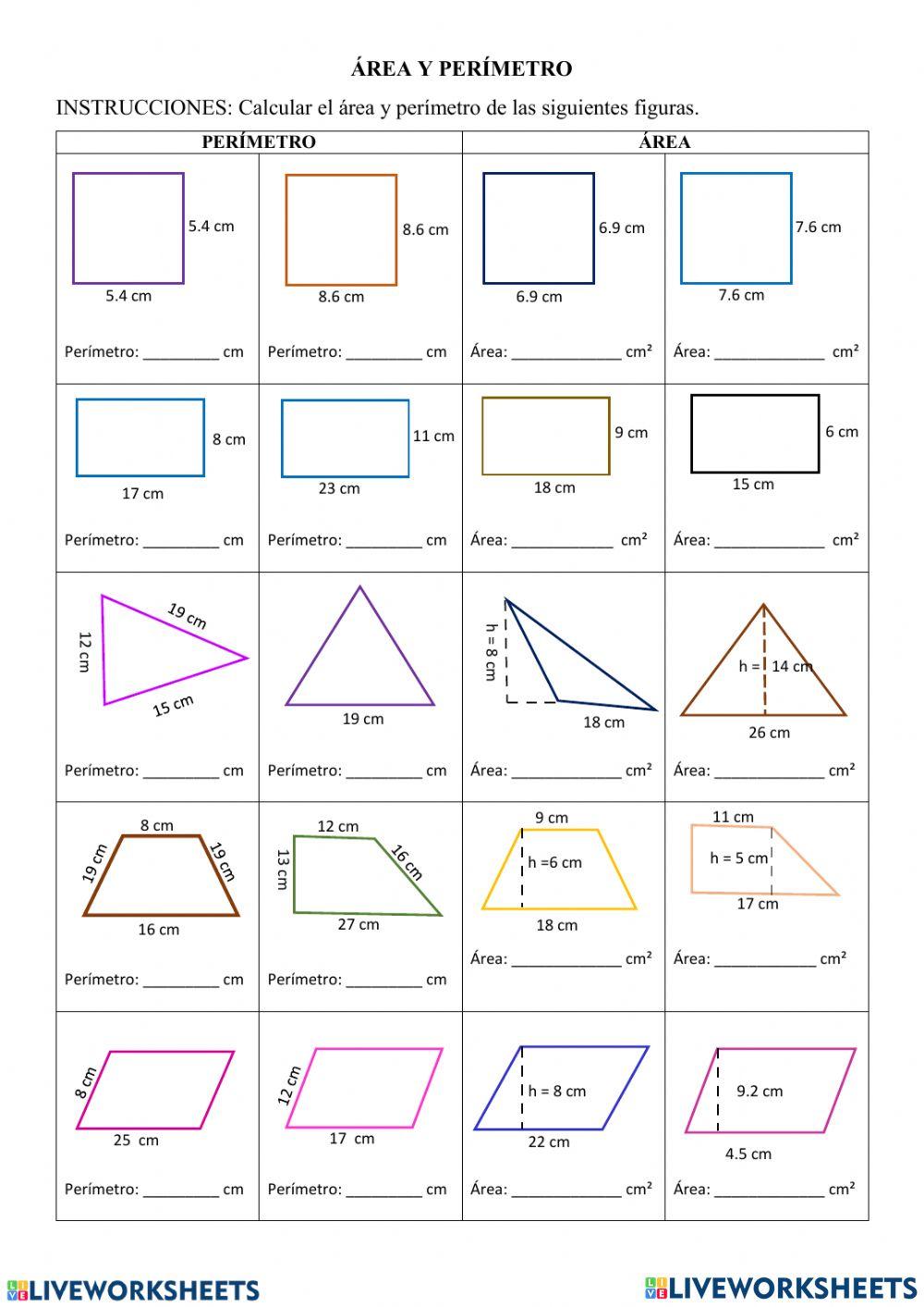 Áreas y perímet… | Free Interactive Worksheets | 2267551, image size:1000x1413