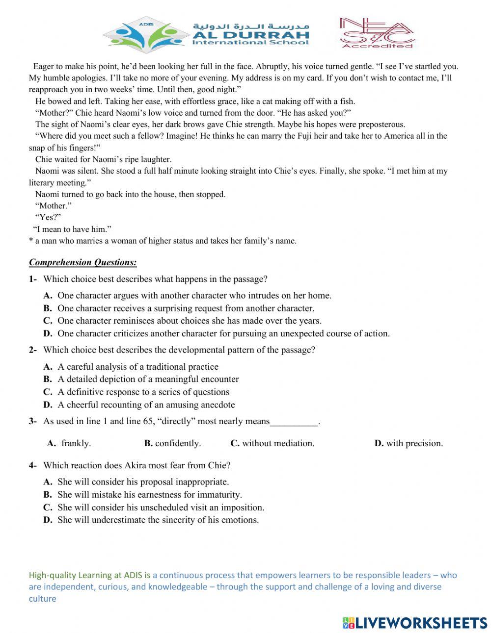 SAT Reading Test Practice