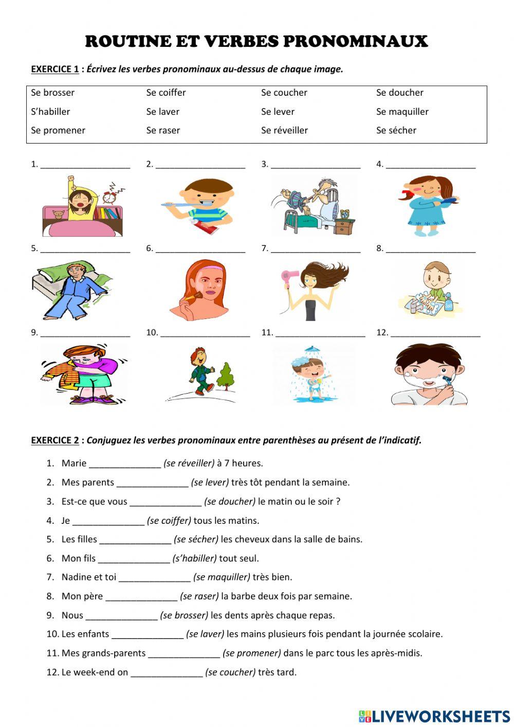 Routine et verbes pronominaux Routine et verbes pronominaux
