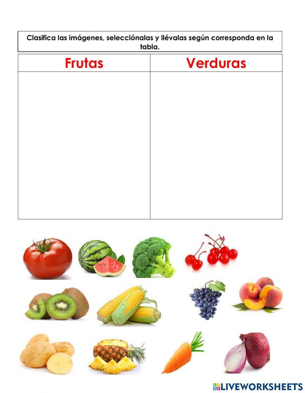 Identificar las frutas y verduras
