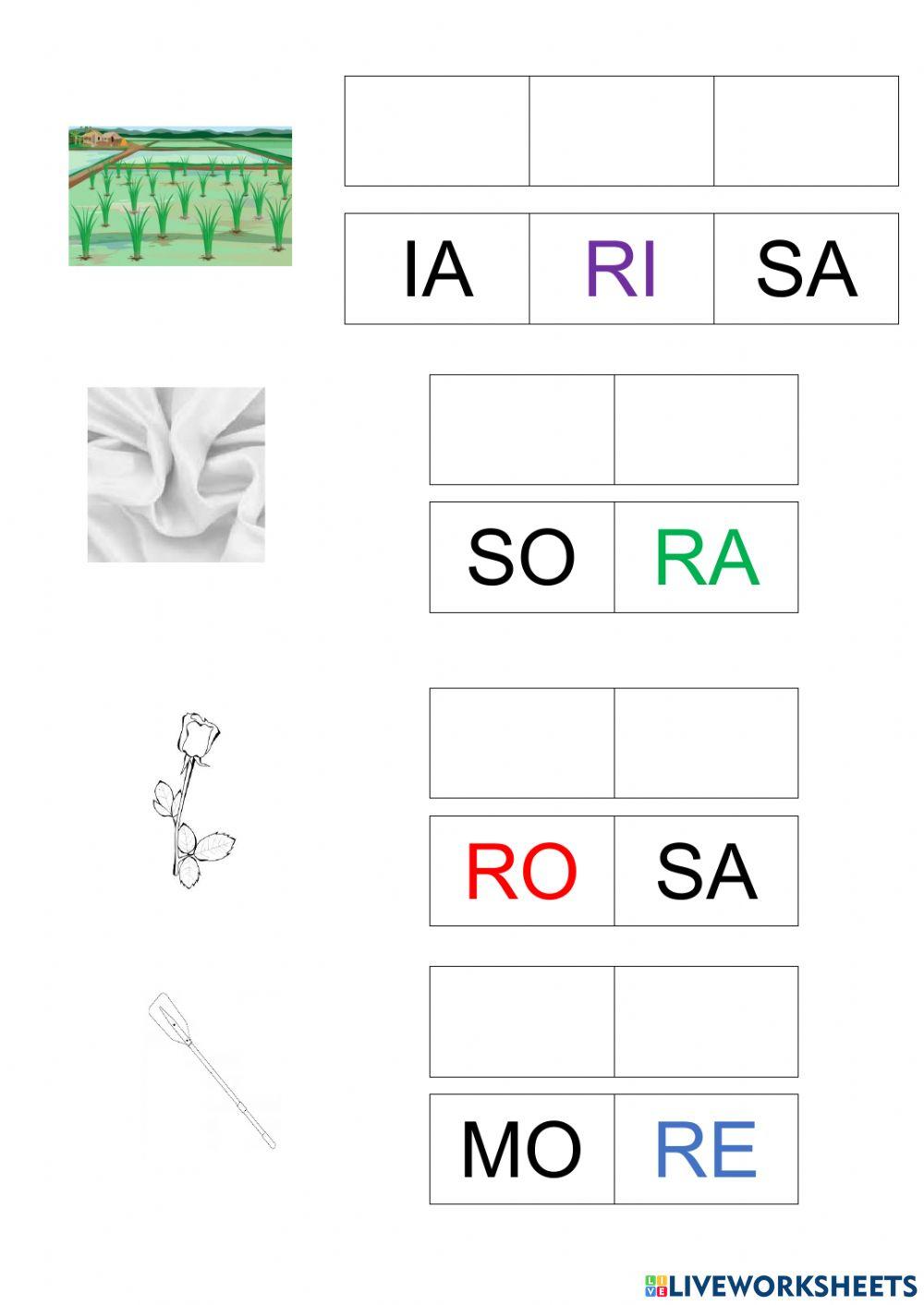 RIORDINA LE SILLABE (PAROLE CON RA, RE, RI, RO, RU + M,S)