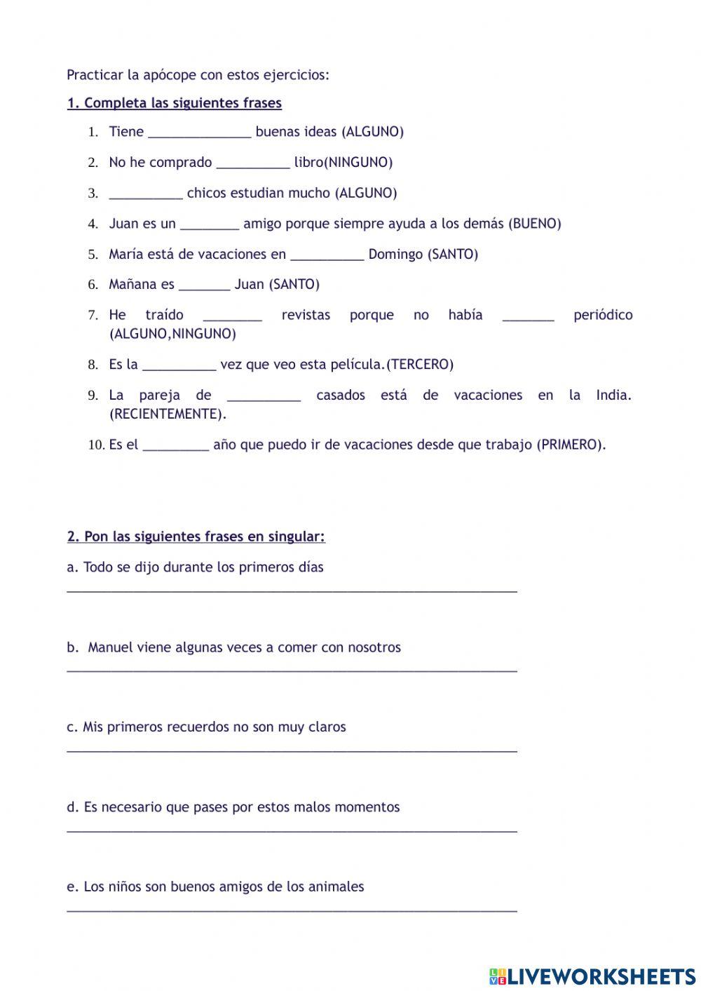 Apocope de adjetivos II - apocopando