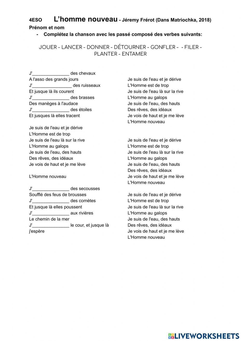 L'homme nouveau (passé composé)