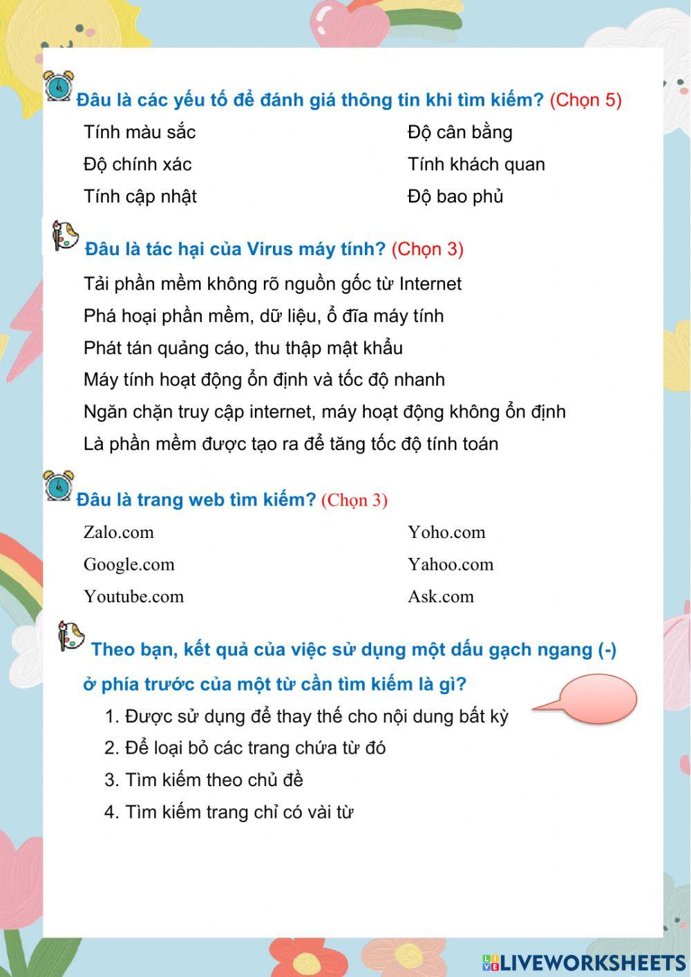Khối 5 - Phiếu 23A