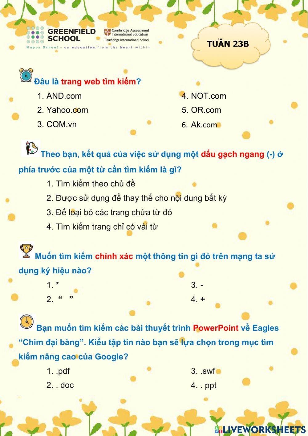 Khối 5 - Phiếu 33B