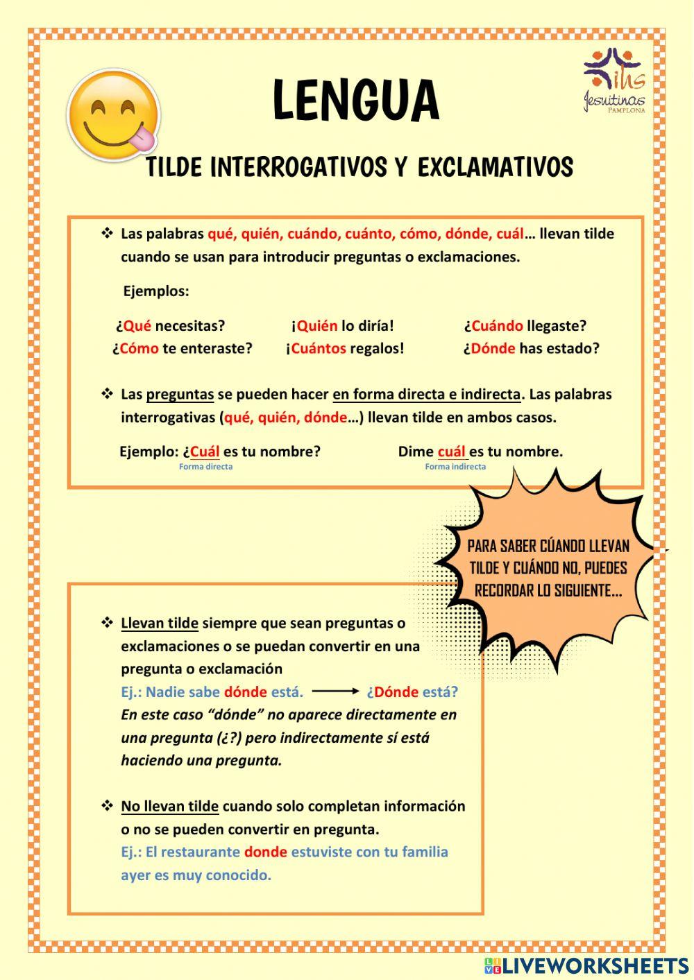 Tilde palabras interrogativas y exclamativas