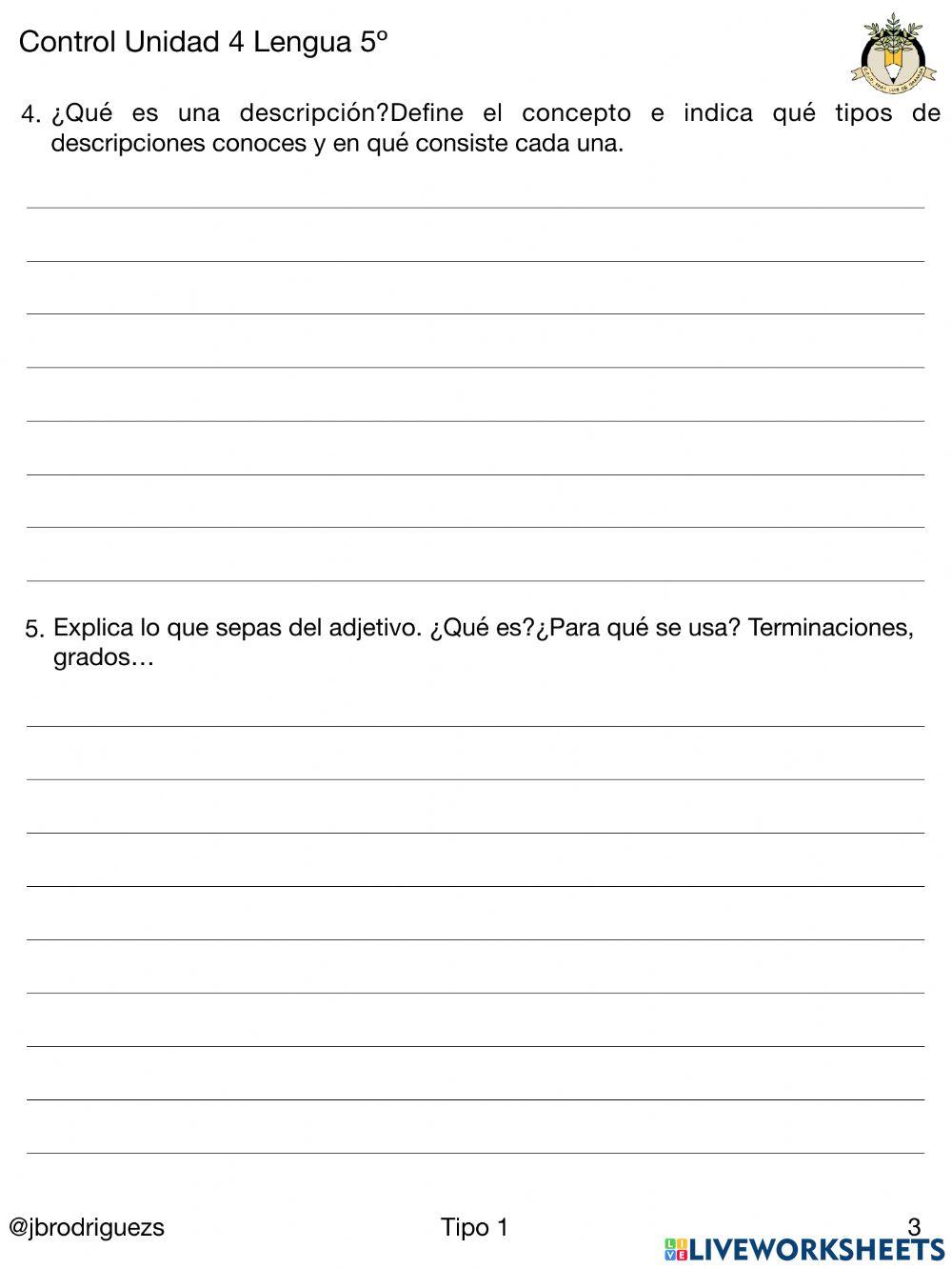 Control U.5 lengua 5º