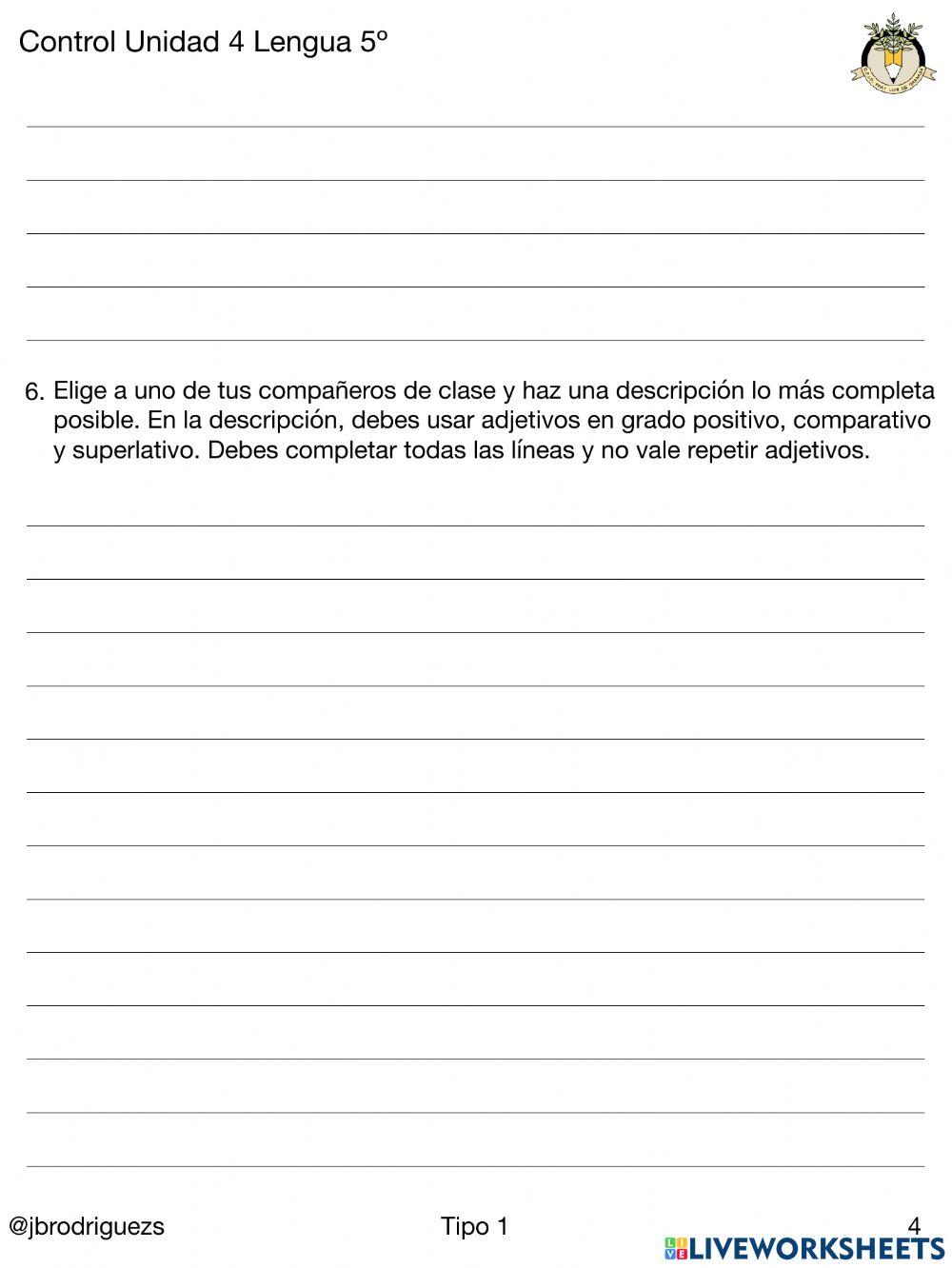 Control U.5 lengua 5º